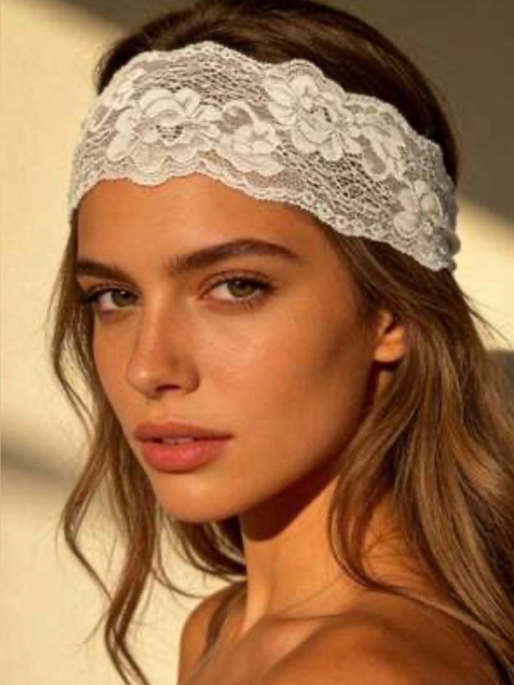 Lace Tie Headband - cream - exact head band in pic 2, 3